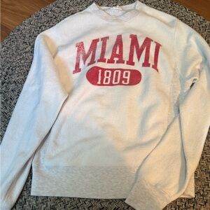 Champion White and Red Crewneck Sweater